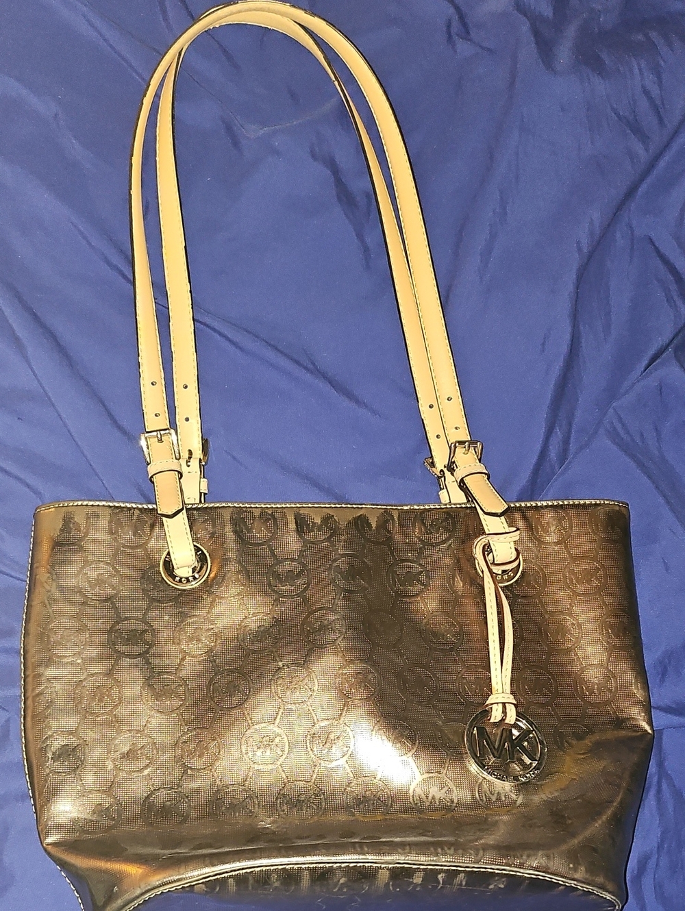Michael Kors Bronze Signature Tote with Cream Handles